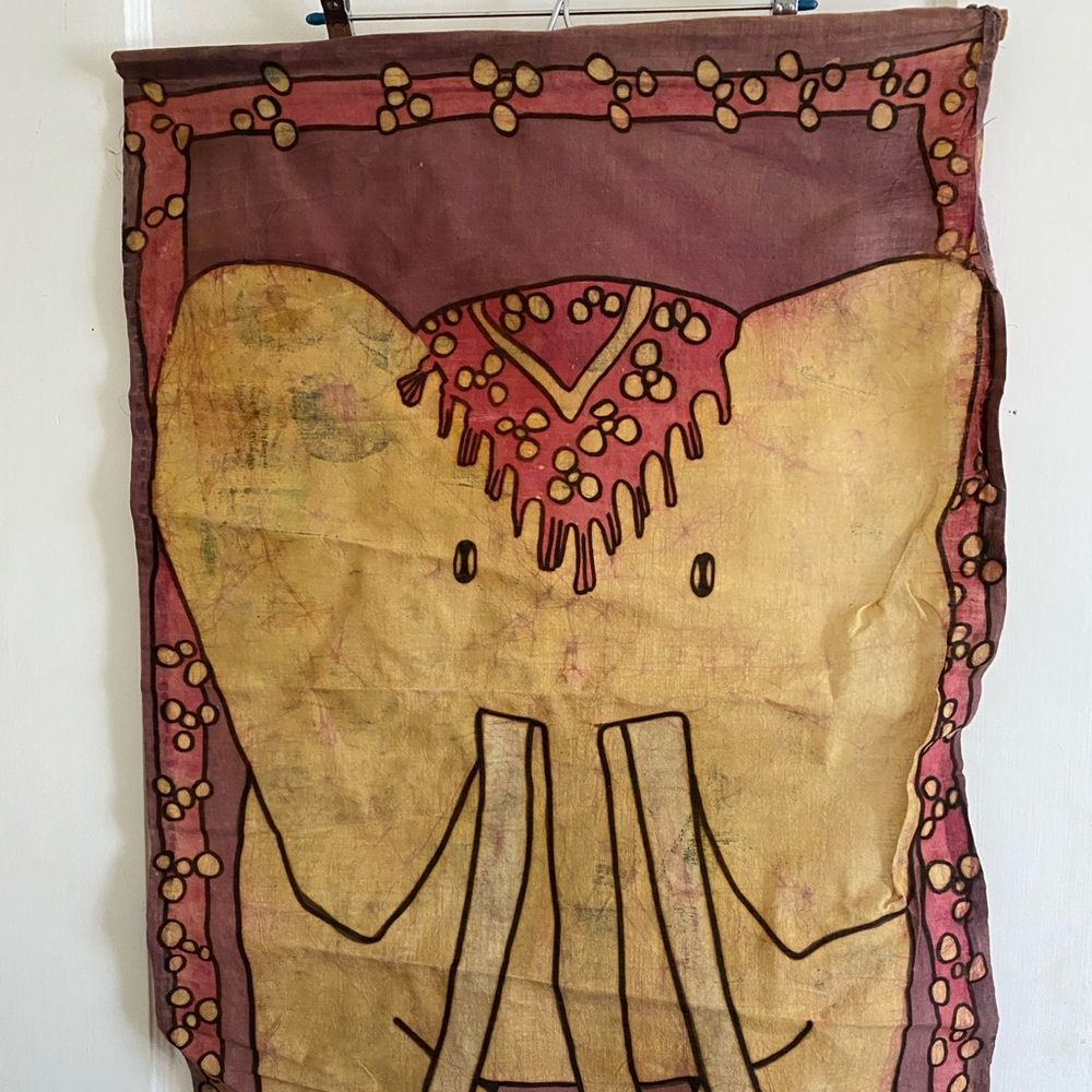 Vintage Elephant Batik Art Wall Hanging